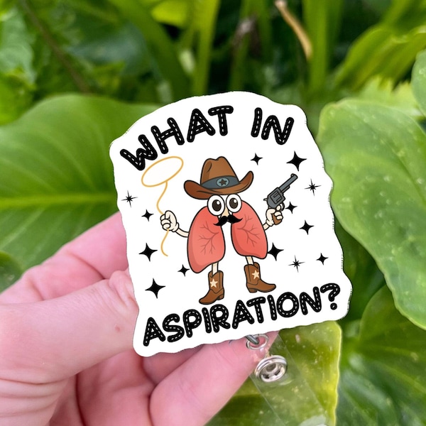 Carrete de insignias con aspiraciones / Regalo divertido para terapeuta respiratorio / Portaidentificación con humor médico de pulmón de vaquero / Insignia con temática del oeste de RT