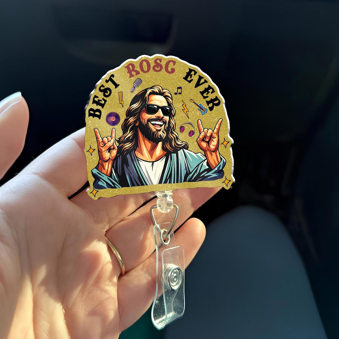 Jesus Ultimate Rosc Best Rosc Ever Badge Reel, Rock Jesus Badge Holder, Funny Christian ...
