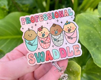 NICU Nurse Badge Reel: Glitter Swaddled Babies - Professional Swaddle