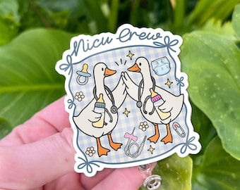 Nicu Crew Goose Badge Reel – Cute Nicu Nurse ID Holder, Funny Neonatal Gift for Nicu Team, Baby Nurse Badge Clip, Goose Nurse Reel