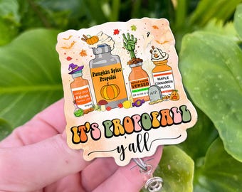 Propofol Badge Reel | Funny Fall Anesthesia Badge Holder | It’s Propofall Y’all Retractable ID Clip for CRNA Anesthesiologist Nurse Medical