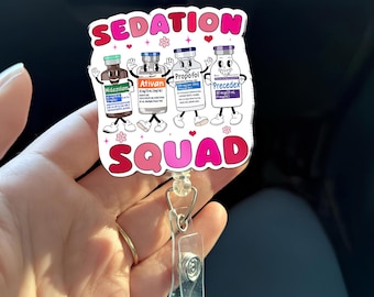 Badgehaspel sedatieteam, badge anesthesieverpleegkundige, haspel CRNA ICU ER Med flacon, grappig propofol-ativan-midazolamcadeau, leuke medische badge
