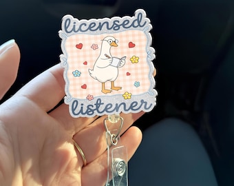 Lizenzierte Zuhörer Abzeichen Reel, Therapeut Ausweishalter, Ratgeber ID-Clip, Sozialarbeiter Geschenk, SLP ABA Christian Counselor einziehbares Abzeichen