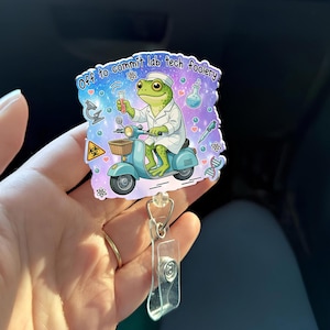Lab Tech Badge Reel Funny Frog, Science Badge Holder, Medical Laboratory Tech Gift, Cute Scientist Badge Reel, Chemistry Humor ID Clip