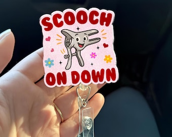 Scooch On Down Badge Reel, Funny OBGYN Badge Reel, Gyno Nurse Badge, Labor Delivery Nurse Gift