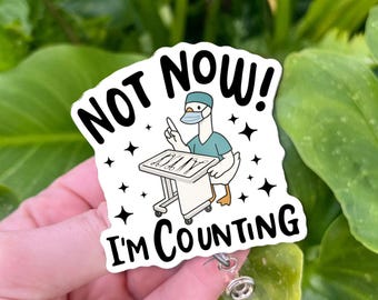 Funny Scrub Tech Badge Reel: Surgical Goose ID Clip