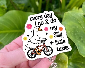Funny Nurse Badge Reel: Grumpy Duck ID Holder for Healthcare Workers