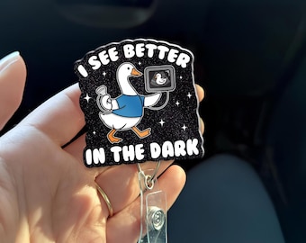 Funny Radiology Badge Reel – I See Better In The Dark Goose X-Ray Tech Gift – Radiologic Technologist, CT MRI Medical Humor