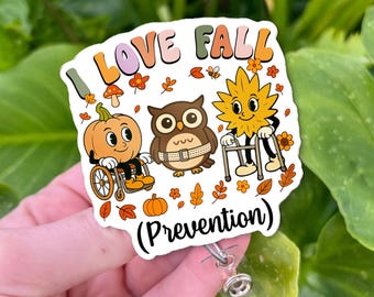 Ich liebe Herbst Krankenschwester Ausweishalter, lustiger Therapie ID Clip für CNA, OT, Pt Accessoire - Nurse Week Geschenk