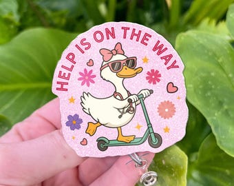 Nurse Badge Reel: Duck with Scooter & Stethoscope - Healthcare ID Holder