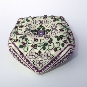 Viola's Garden - Biscornu Pattern, Instant Download PDF