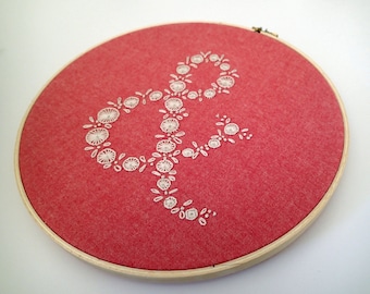 Floral Ampersand Monogram Hand Embroidery Pattern, Instant Download, Scandinavian