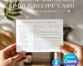 Simple Recipe Card, Canva Template, Digital Editable Family Recipe Cards, Personalized Recipe Template for Family Cookbook, 4x6 5x7 A4 A5 A6
