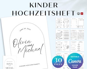 German Wedding Activity Book for Kids, 30 Activity Sheets for Kids, Kids Activity Booklet, Printable Coloring Book, Editable Canva Template