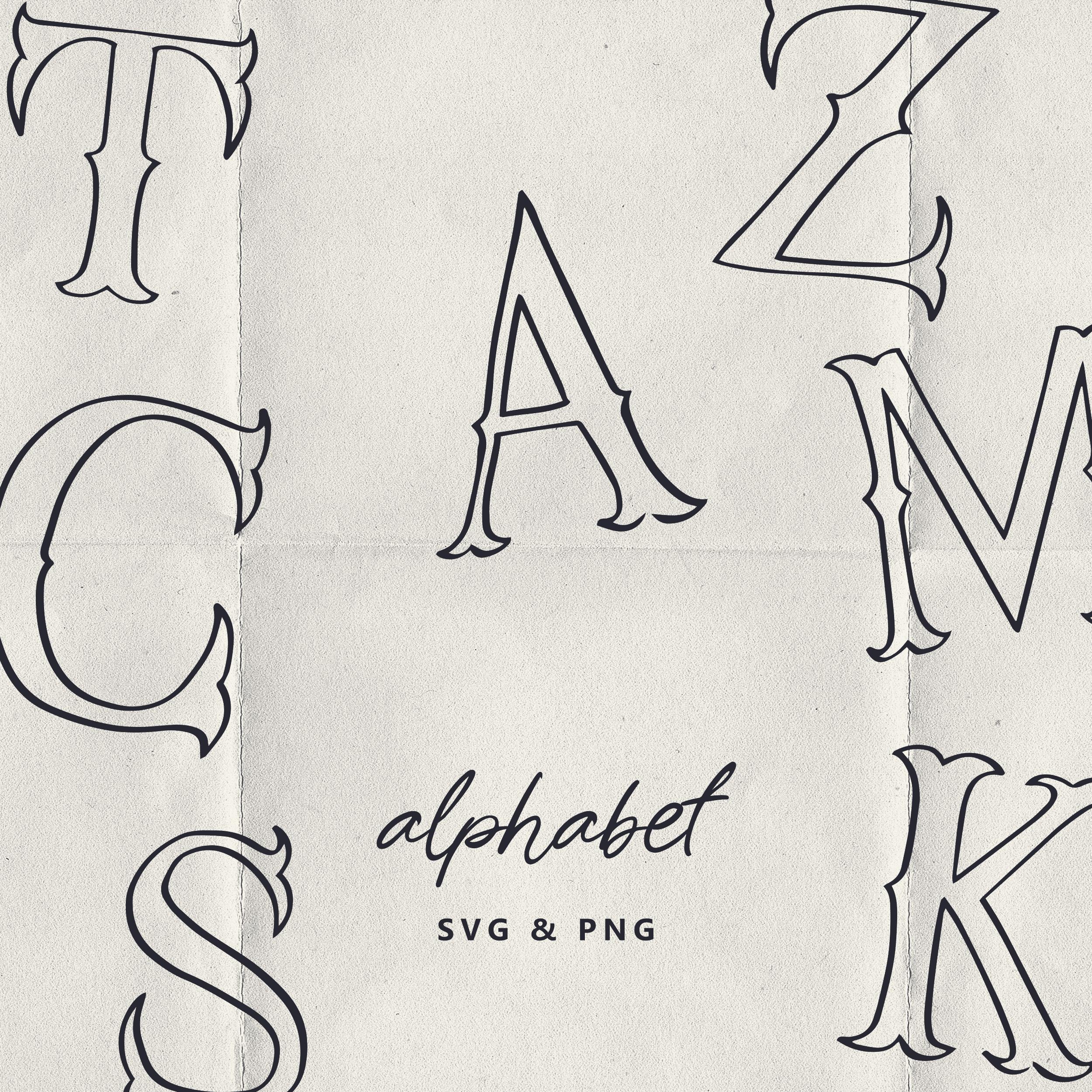 Handdrawn Wedding Monogram Alphabet SVG & PNG Bundle, Decorative Fancy ...
