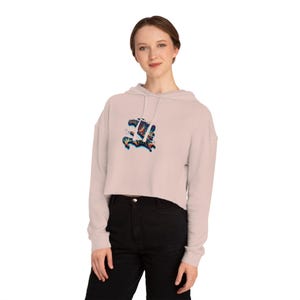 Women&#39;s Cropped Hooded Sweatshirt, Stylish Women Hooded Top, Fashionable Hoodie for Her, Trendy Cropped Sweater, Chic Sweatshirt for Women