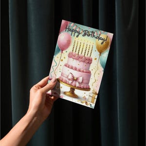 Carte d'anniversaire – Gâteau et ballons