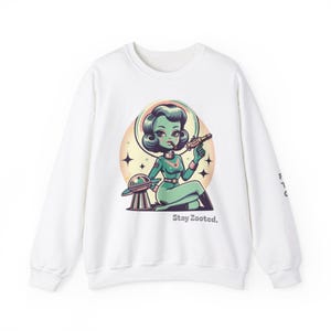 Stay Zooted Alien Sweatshirt, Cute Space Themed Crewneck, Unisex Gift for Sci-Fi Lovers, Cozy Streetwear, Perfect for Casual Days