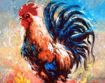 ROOSTER Art Print, rooster paintings, roosters, chicken paintings, kitchen decor, rooster wall art, rooster decor, Vickie Wade paintings