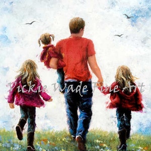 Father and Three Daughters Art Print: Vickie Wade Fine Art