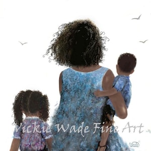 Afro-Amerikaanse moeder en kinderen kunstafdruk: Vickie Wade Fine Art