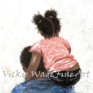 Father and Daughter Art Print: Black Dad, Vickie Wade Art