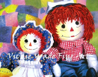 Raggedy Ann and Andy Art Print: Vickie Wade Nursery Wall Decor - Etsy
