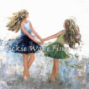 Two Sisters Dancing Art Print: Ballerinas Twirling
