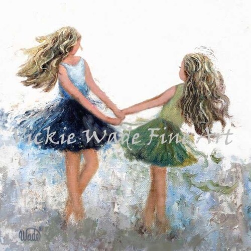 Zwei Schwestern Tanzen Kunstdruck: Ballerinas Twirling