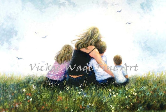 Mother and Three Children Art Print: Vickie Wade Fine Art - Etsy