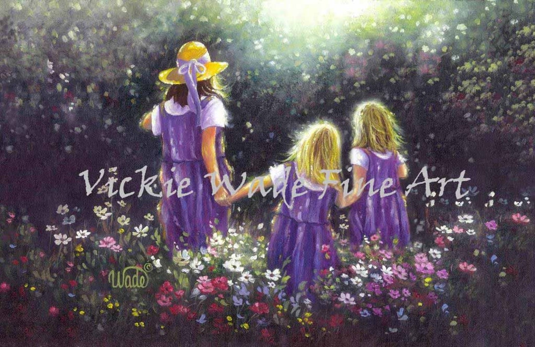 Mother and Two Daughters Art Print: Blonde Twin Girls in Wildflowers - Etsy