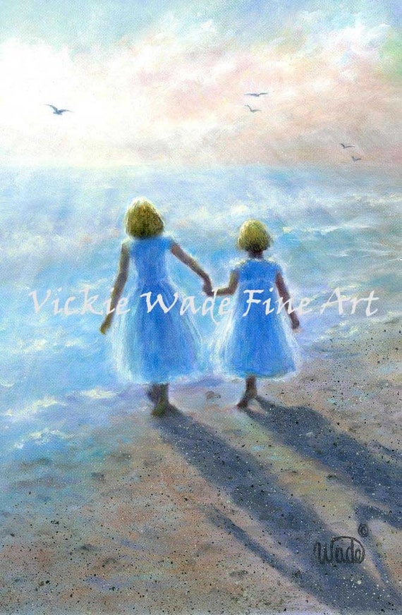 Little Girl Aqua Art Print by Vickie Wade - Fine Art America