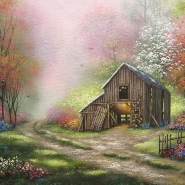 Barn and Blossoms Reserved 12X16
