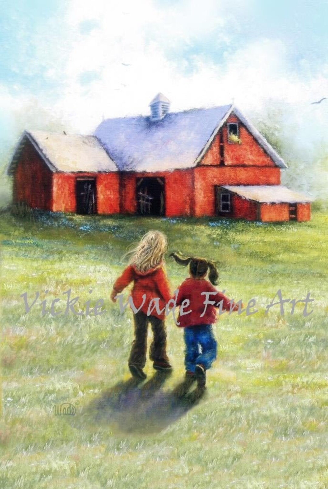 Zwei Schwestern Kunstdruck: Happy Farm, Rote Scheune - Etsy Schweiz, image size:1080x1607