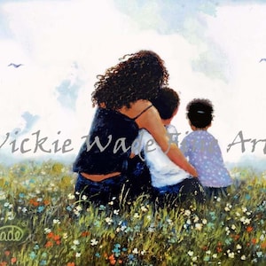 African American Mother and Children Art Print: Vickie Wade Art