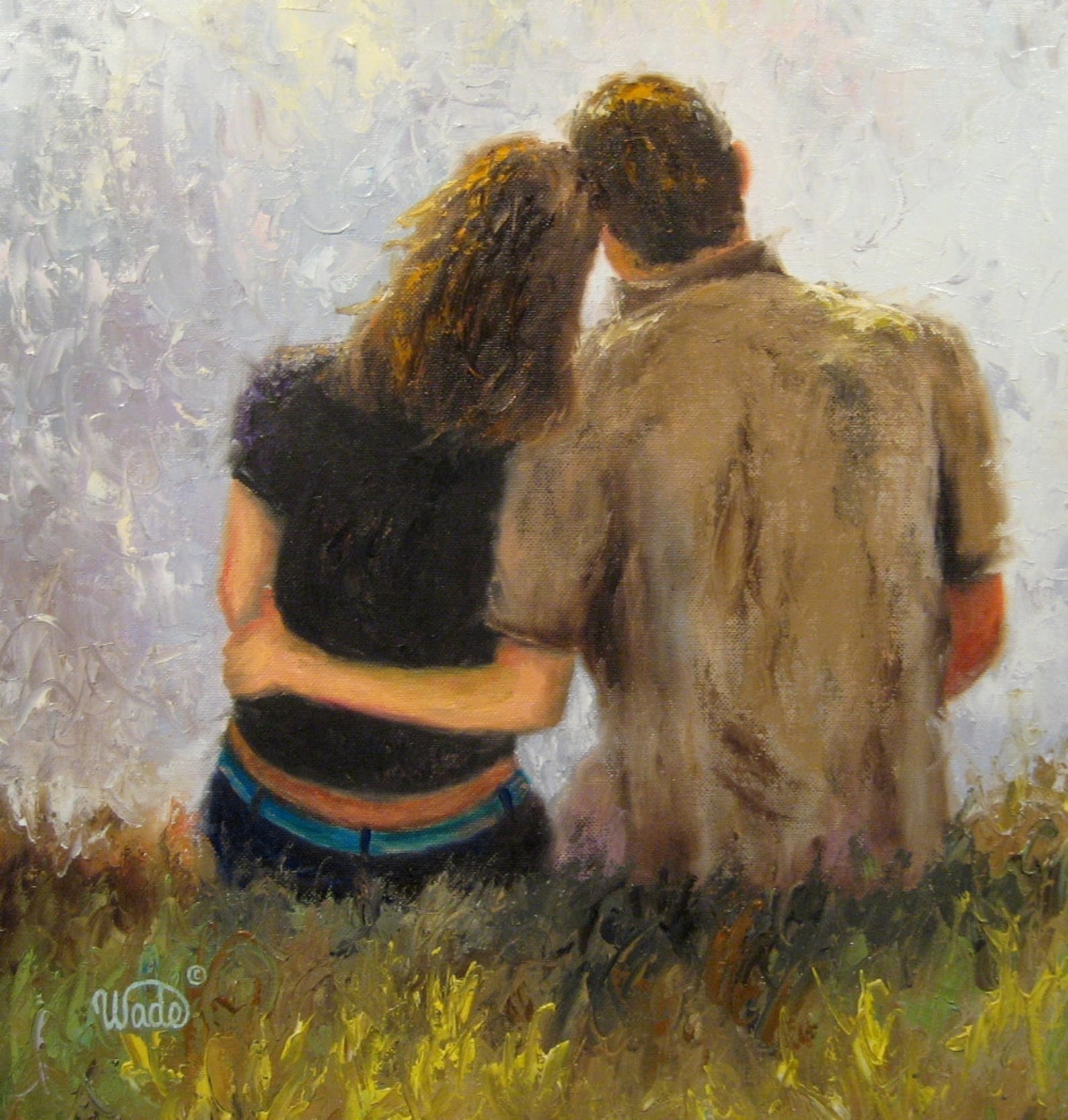 Tender Love Original Oil Painting 20 X 20 loving couples Etsy