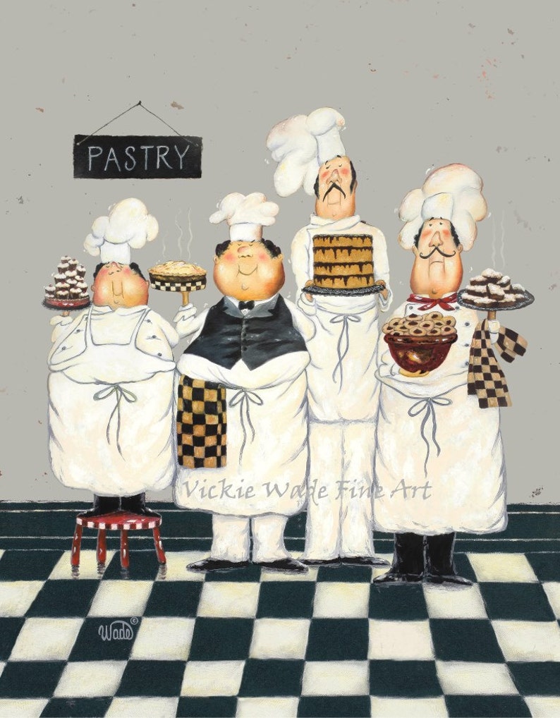 Fat Chefs Art Print Chef Paintings Art Kitchen Art Wall Etsy