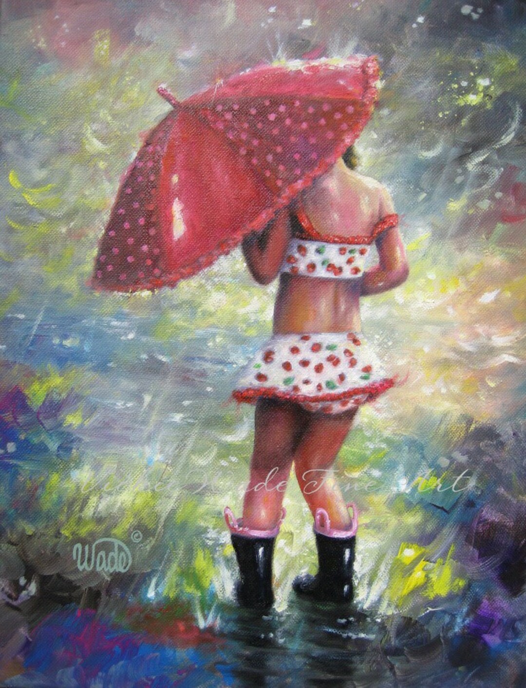 Buy Rain Girl Art Print: Red Umbrella, Summer Swimsuit, Vickie Wade Art  Online in India