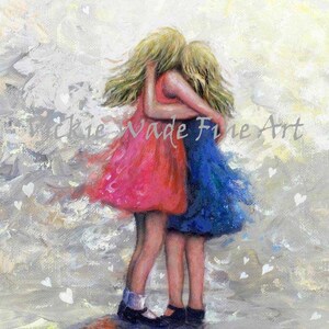 Sisters Art Print two sisters hugging, girls, sister wall decor, black and white sister art, sister gift, best friends, Vickie Wade Art image 5