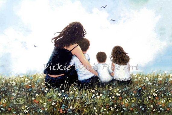 Mother and Three Children Art Print: Vickie Wade Fine Art - Etsy