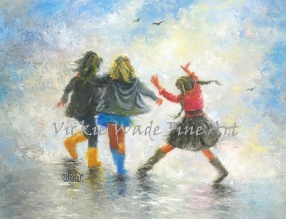 Three Sisters Art Print pinturas de tres chicas arte de - Etsy España