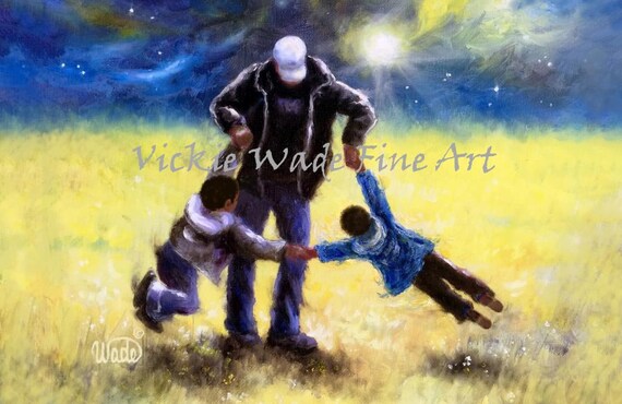 African American Father and Sons Art Print: Vickie Wade Fine Art