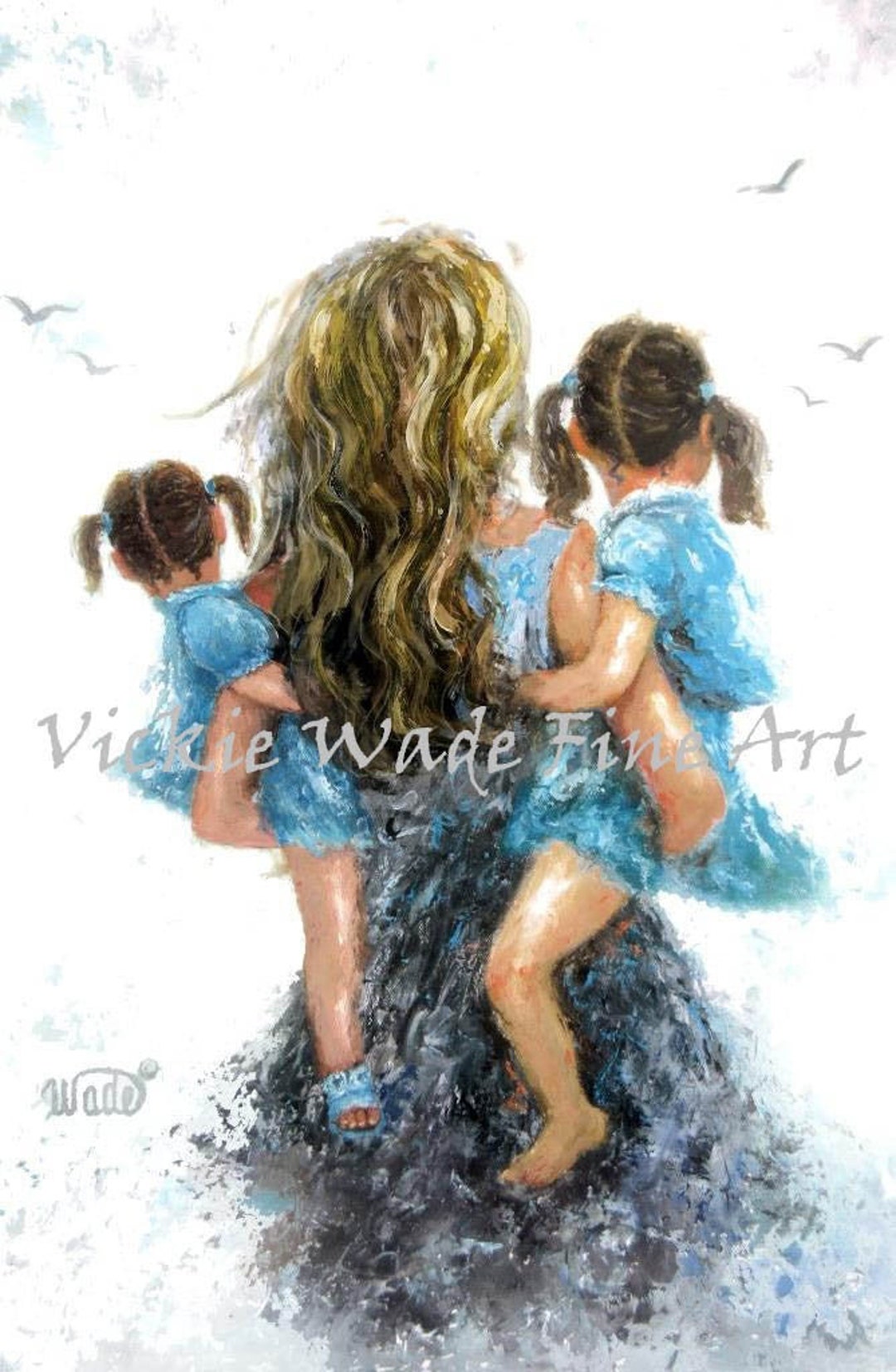 Mother and Two Daughters Art Print: Heartfelt Mom Gift - Etsy