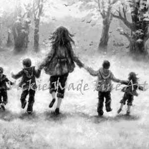Mother Two Sons Two Daughters Art Print, Four Children, Two Boys Two ...