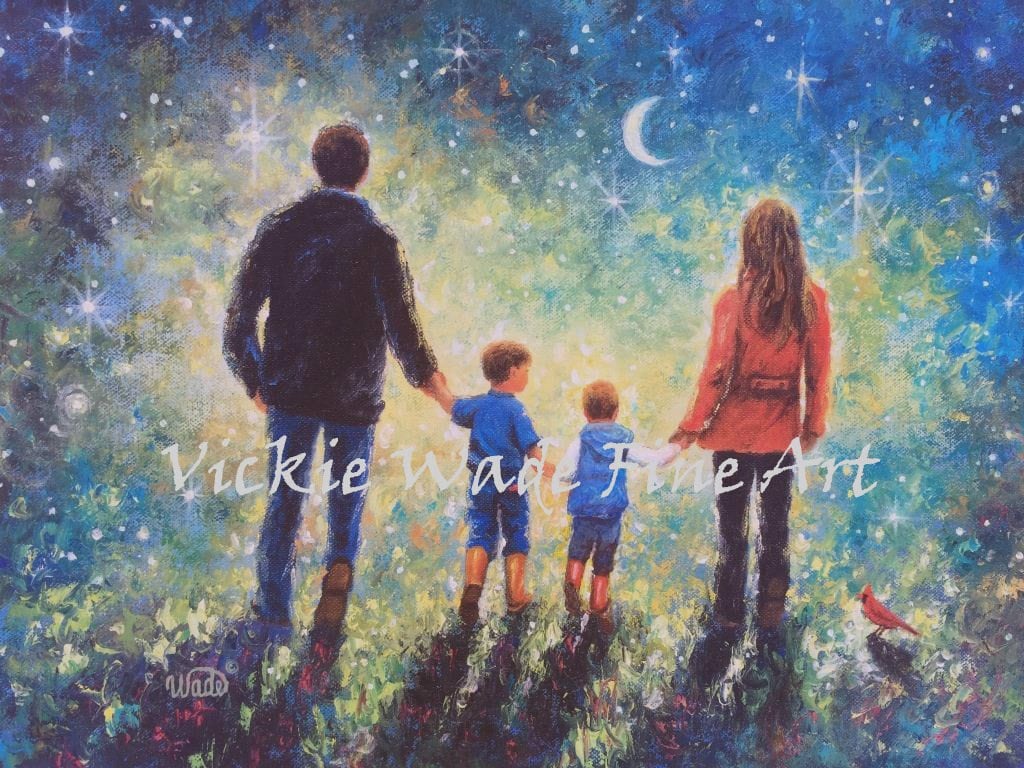 Family Art Print: Twilight Walk With Two Sons - Vickie Wade - Etsy