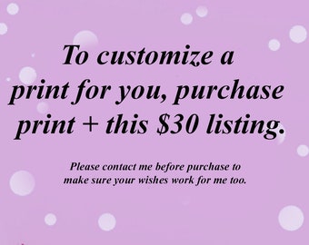 Customize a print change hair color, purchase this listing plus print of your choice, Vickie Wade Art