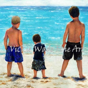 Three Beach Boys Art Print: Aqua Sea, Back View