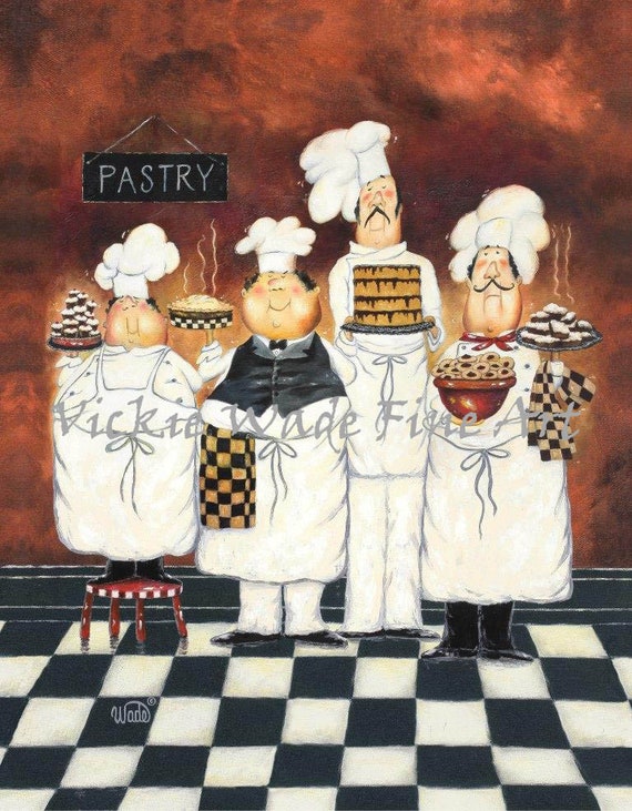 Chefs Art Print Fat Chef Paintings, Fat Chef Kitchen Rugs
