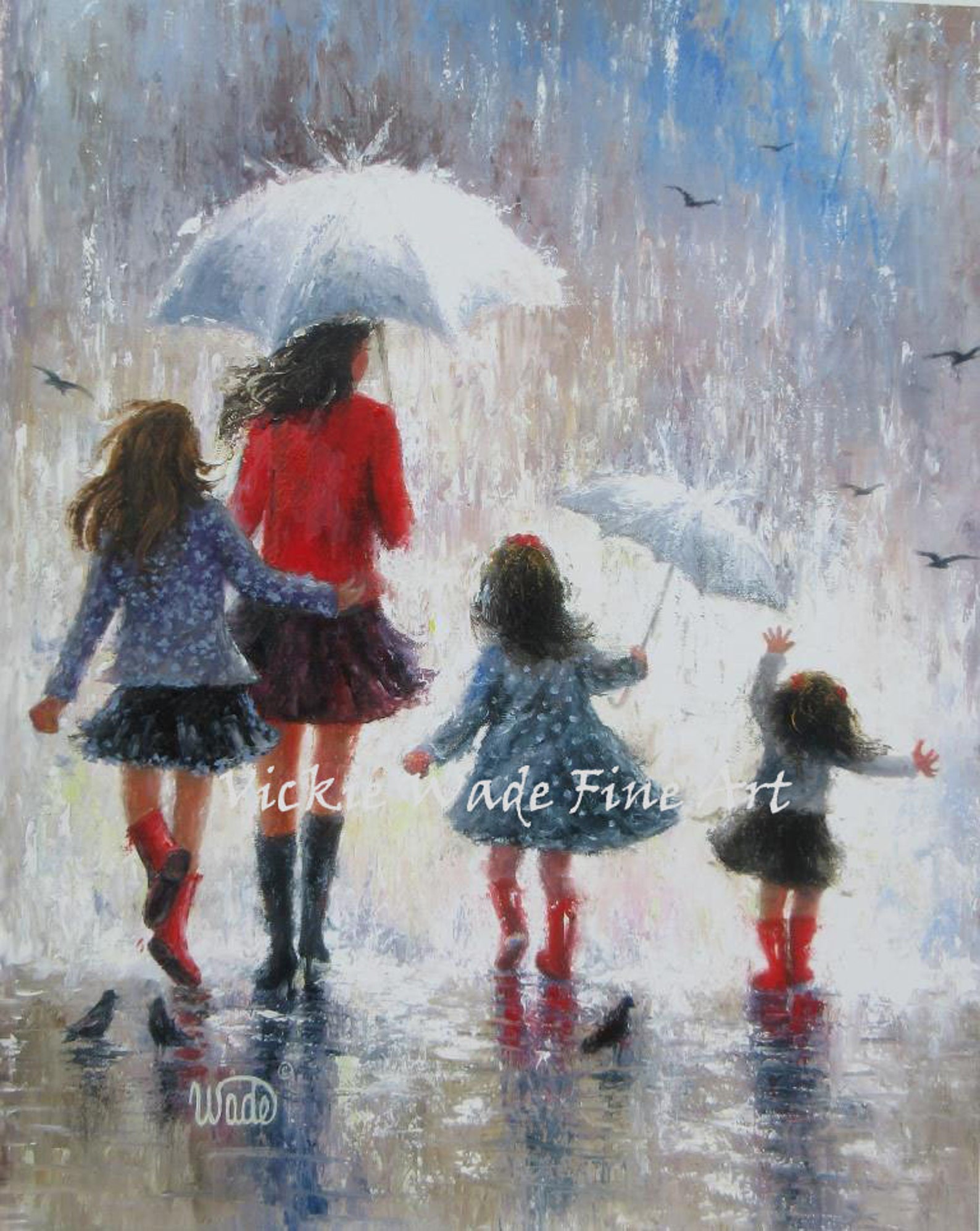 Картины с детьми. Картина дети под зонтом. Мама и три Дочки картина. Картина три девушки. Rain sisters