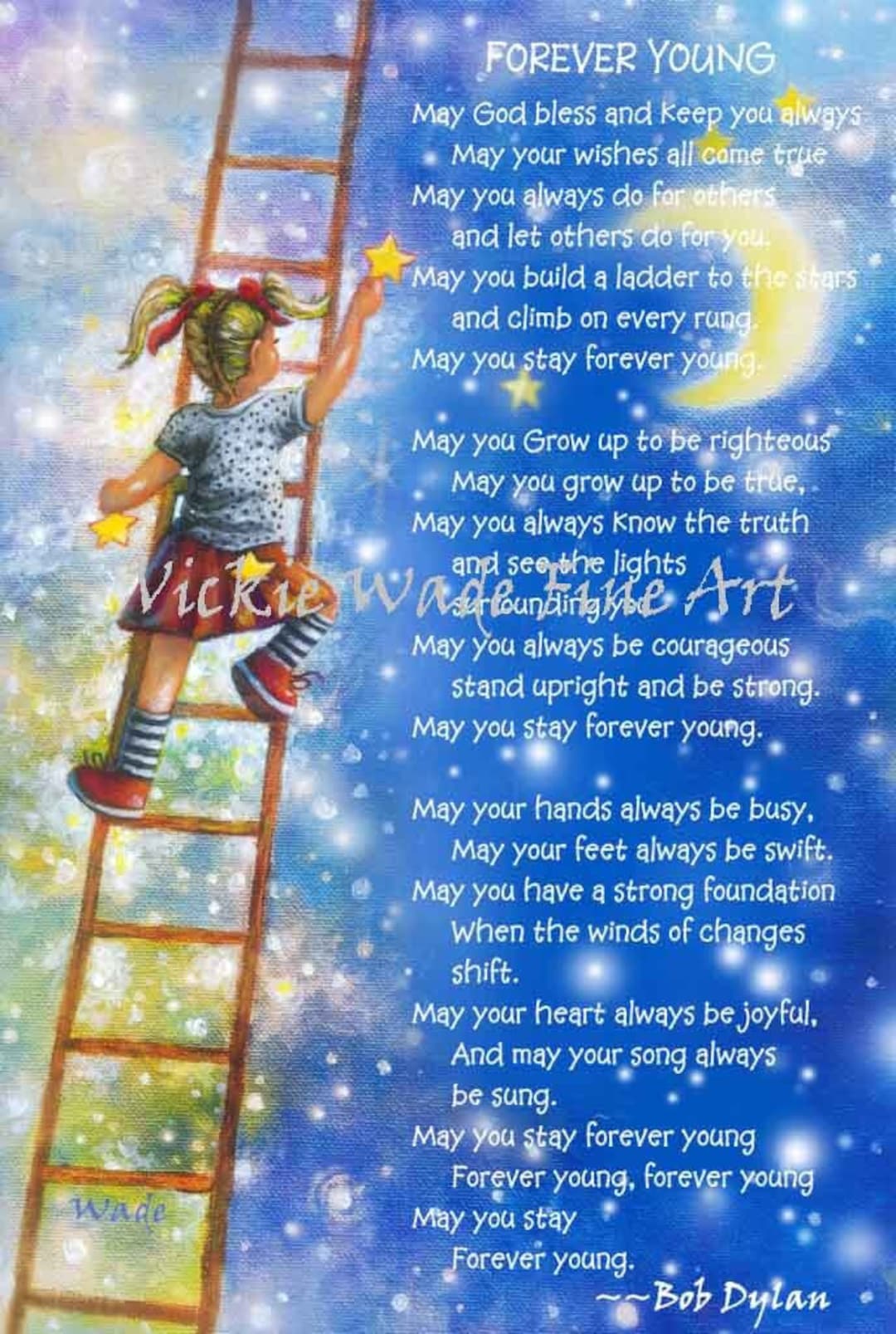 Forever Young Bob Dylan ALL Lyrics Nursery Decor Blonde Girl Gift Forever young bob dylan all lyrics nursery decor blonde girl gift